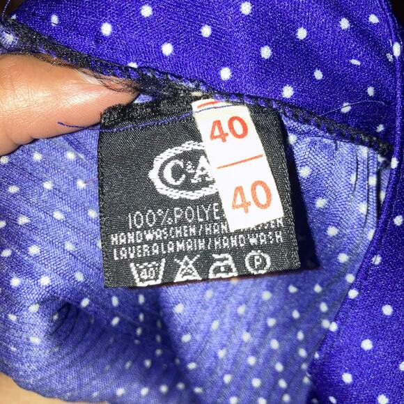 Indigo purple fit and flare short sleeve polkadot dress size 40 - Picture 5 of 6